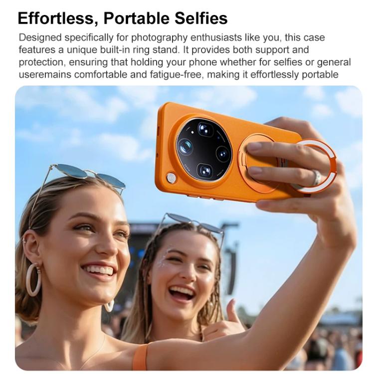 For OPPO Find X9 Ultra 5G Boundless Series Rock Sand Magnetic Phone Case with 360 Degree Rotating Alloy Stand
