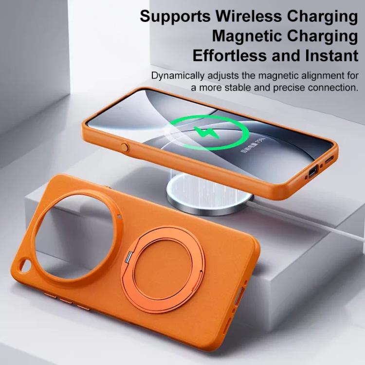 For OPPO Find X9 Ultra 5G Boundless Series Rock Sand Magnetic Phone Case with 360 Degree Rotating Alloy Stand