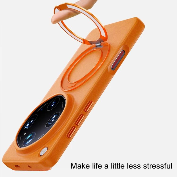 For OPPO Find X9 Ultra 5G Boundless Series Rock Sand Magnetic Phone Case with 360 Degree Rotating Alloy Stand