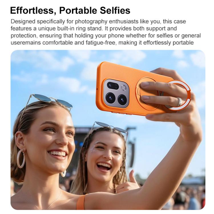 For OPPO Find X9 Boundless Series Rock Sand Magnetic Phone Case with 360 Degree Rotating Alloy Stand