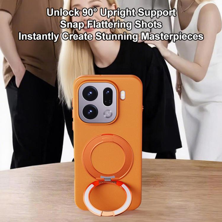 For OPPO Find X9 Pro Boundless Series Rock Sand Magnetic Phone Case with 360 Degree Rotating Alloy Stand
