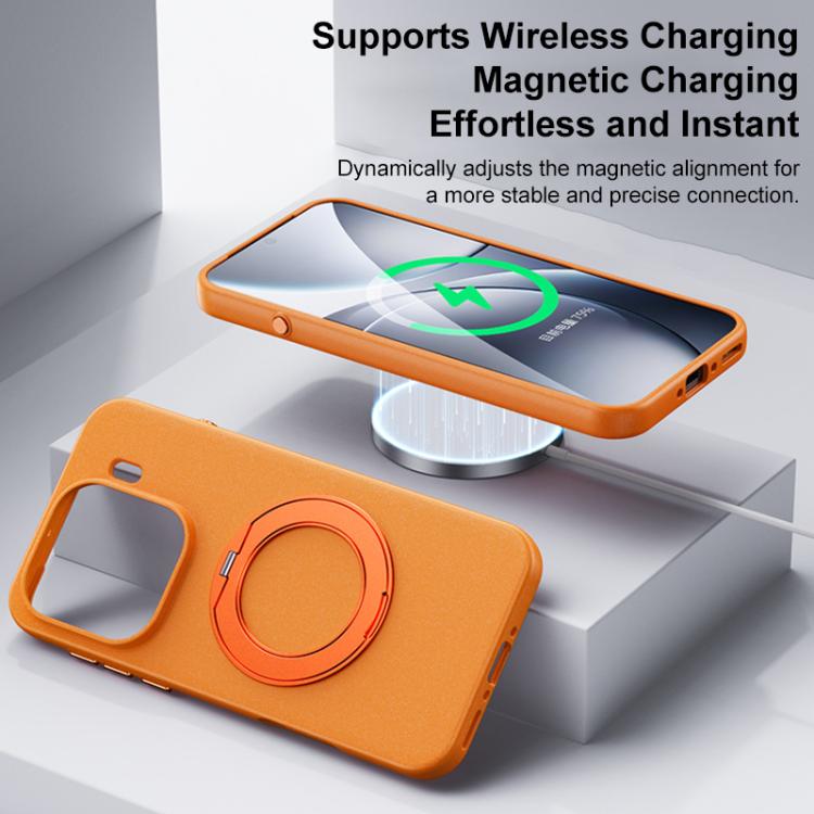 For OPPO Find X9 Pro Boundless Series Rock Sand Magnetic Phone Case with 360 Degree Rotating Alloy Stand