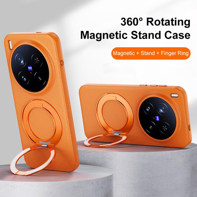 For vivo X300 Pro Boundless Series Rock Sand Magnetic Phone Case with 360 Degree Rotating Alloy Stand
