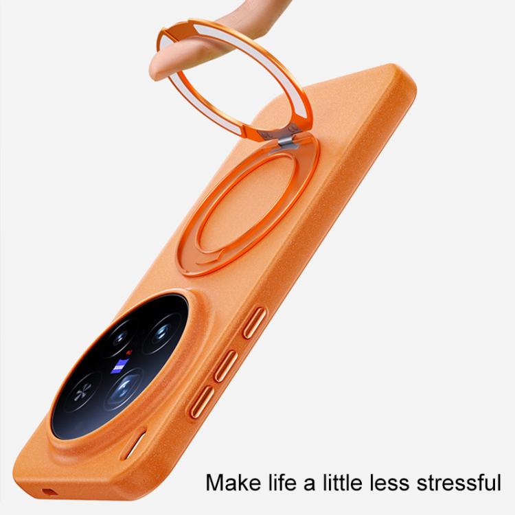 For vivo X300 Boundless Series Rock Sand Magnetic Phone Case with 360 Degree Rotating Alloy Stand