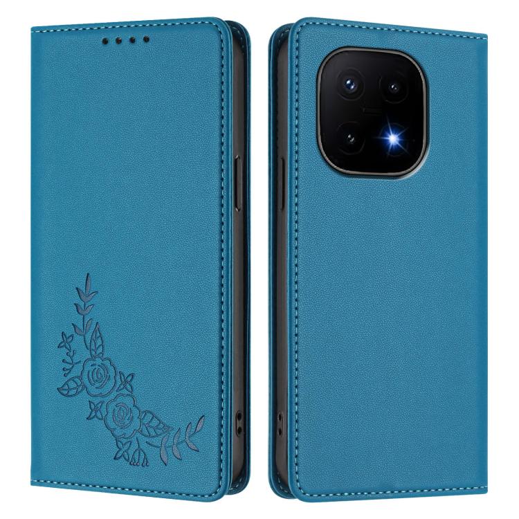 For vivo iQOO 15 5G Peony Embossed Magnetic RFID Vegan Leather Phone Case