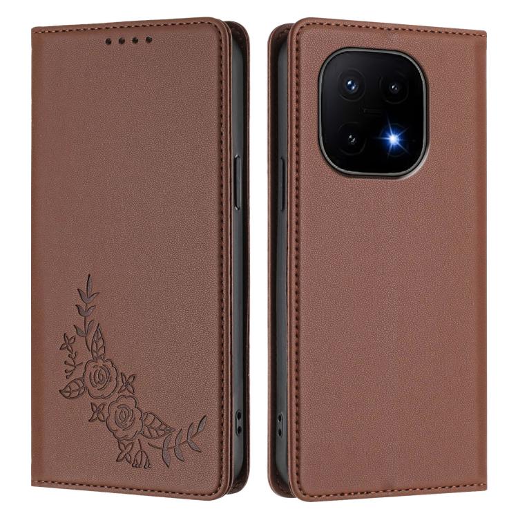For vivo iQOO 15 5G Peony Embossed Magnetic RFID Vegan Leather Phone Case