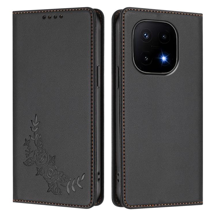 For vivo iQOO 15 5G Peony Embossed Magnetic RFID Vegan Leather Phone Case