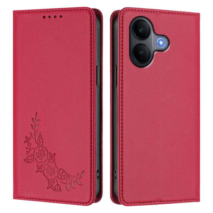 For vivo V60 Lite 5G Global Peony Embossed Magnetic RFID Vegan Leather Phone Case