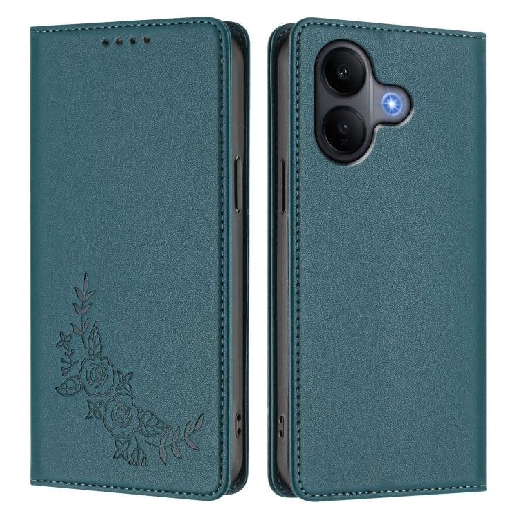 For vivo V60 Lite 5G Global Peony Embossed Magnetic RFID Vegan Leather Phone Case