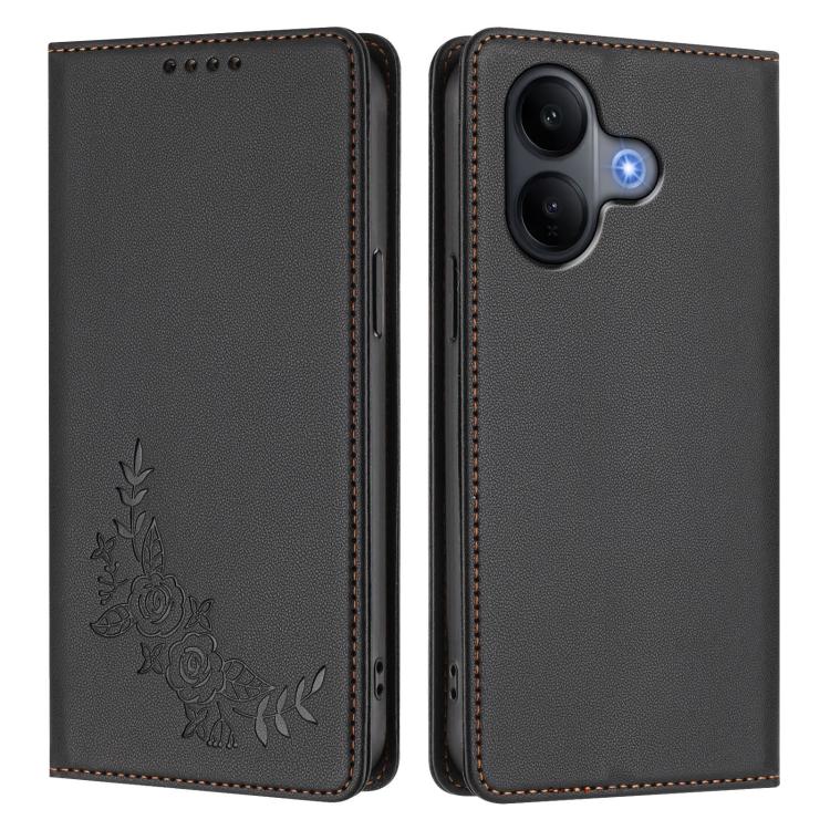 For vivo V60 Lite 5G Global Peony Embossed Magnetic RFID Vegan Leather Phone Case