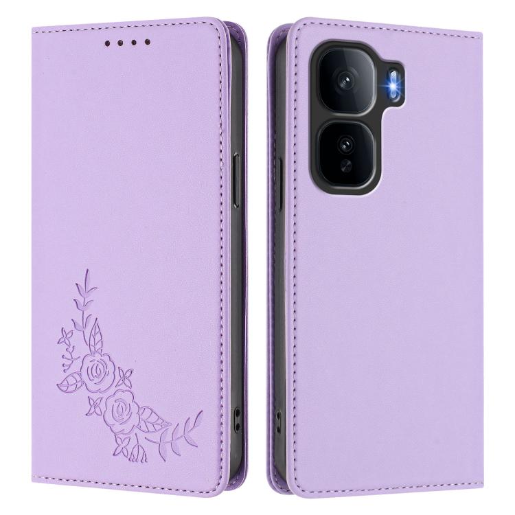 For vivo iQOO Neo10 Pro+ Peony Embossed Magnetic RFID Vegan Leather Phone Case
