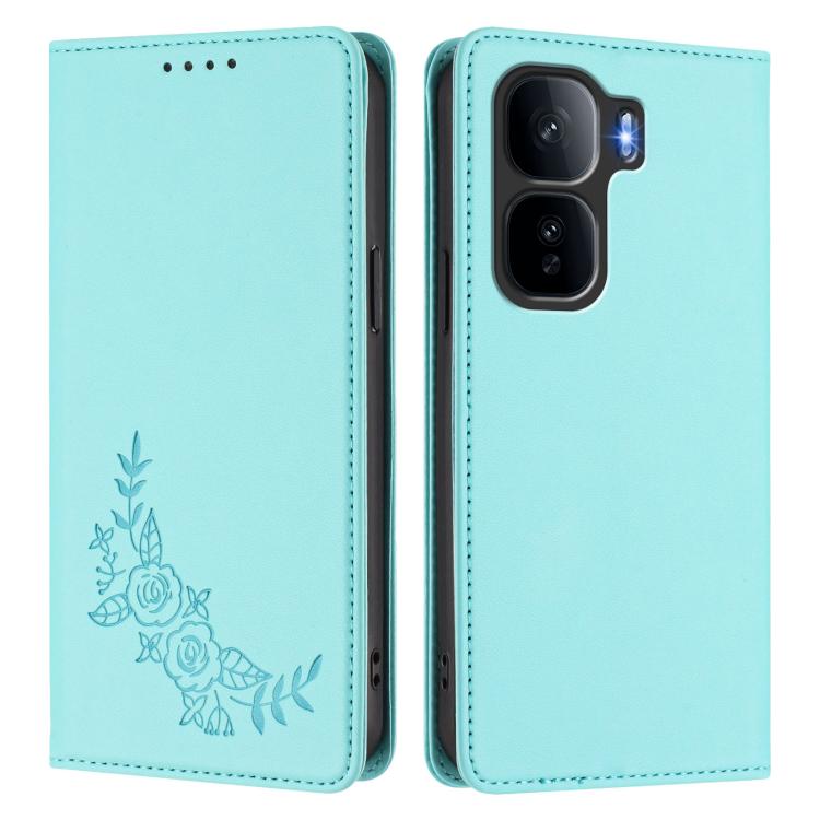 For vivo iQOO Neo10 Pro+ Peony Embossed Magnetic RFID Vegan Leather Phone Case