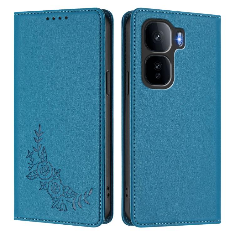For vivo iQOO Neo10 Pro+ Peony Embossed Magnetic RFID Vegan Leather Phone Case