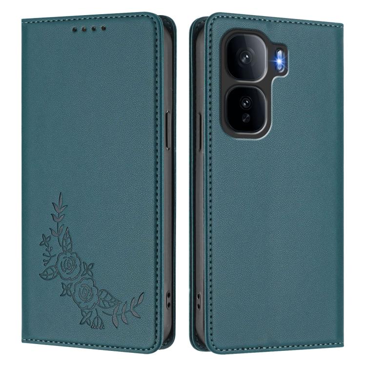 For vivo iQOO Neo10 Pro+ Peony Embossed Magnetic RFID Vegan Leather Phone Case