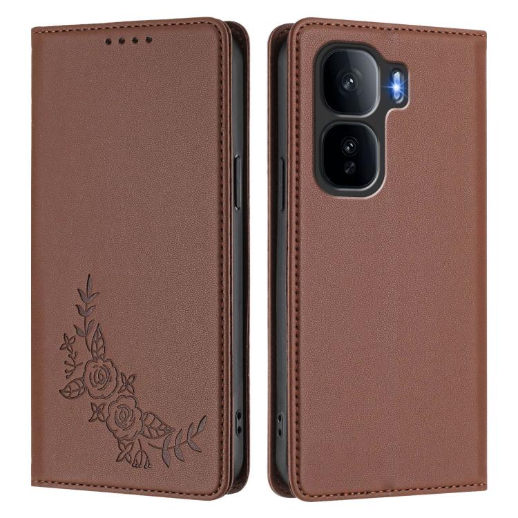 For vivo iQOO Neo10 Pro+ Peony Embossed Magnetic RFID Vegan Leather Phone Case