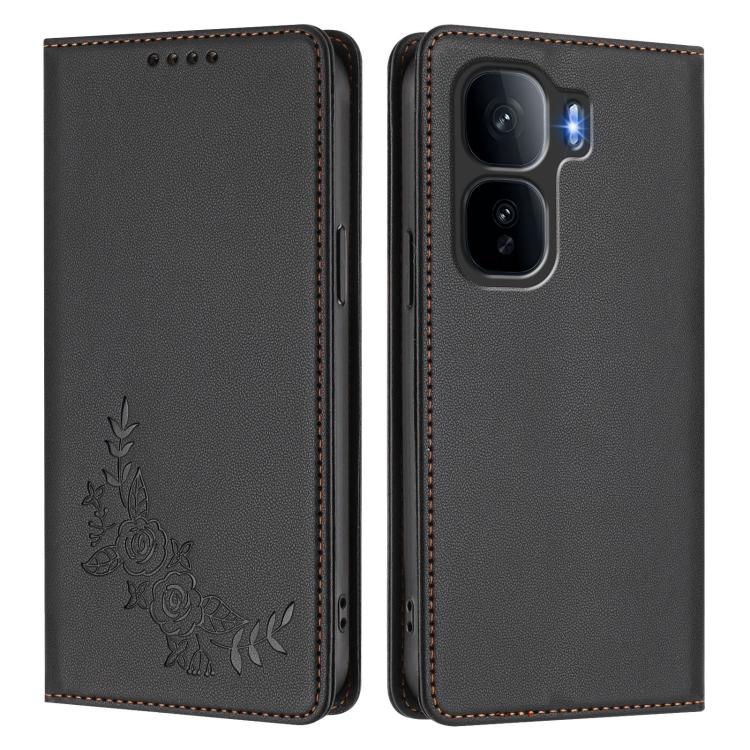 For vivo iQOO Neo10 Pro+ Peony Embossed Magnetic RFID Vegan Leather Phone Case