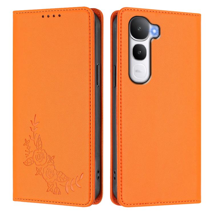 For vivo Y400 5G / 4G Peony Embossed Magnetic RFID Vegan Leather Phone Case