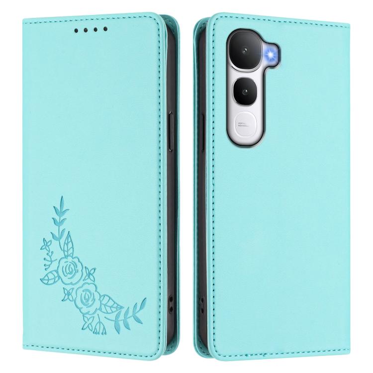 For vivo Y400 5G / 4G Peony Embossed Magnetic RFID Vegan Leather Phone Case