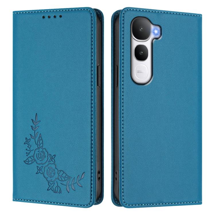 For vivo Y400 5G / 4G Peony Embossed Magnetic RFID Vegan Leather Phone Case
