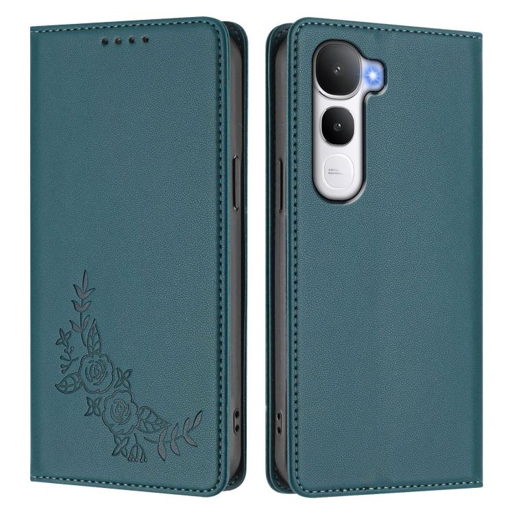 For vivo Y400 5G / 4G Peony Embossed Magnetic RFID Vegan Leather Phone Case