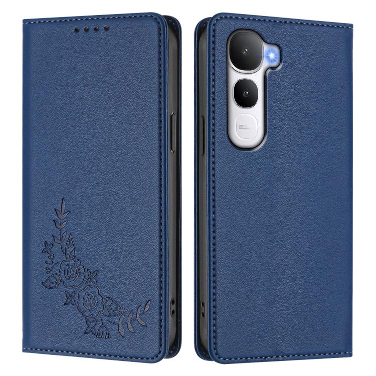 For vivo Y400 5G / 4G Peony Embossed Magnetic RFID Vegan Leather Phone Case