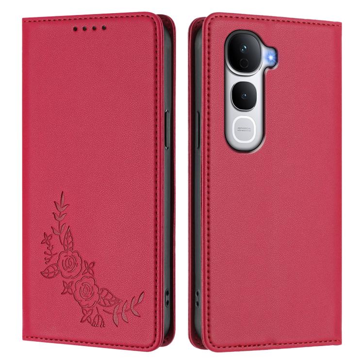 For vivo Y400 Pro 5G Peony Embossed Magnetic RFID Vegan Leather Phone Case