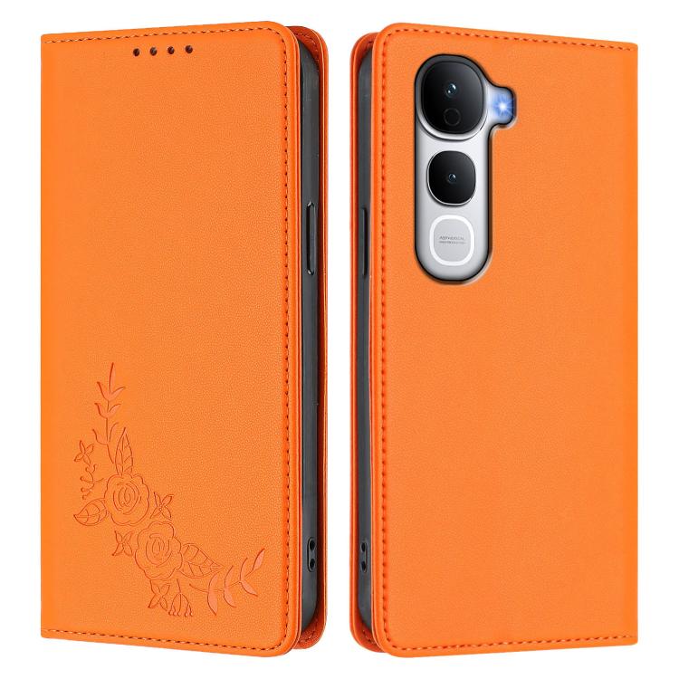 For vivo Y400 Pro 5G Peony Embossed Magnetic RFID Vegan Leather Phone Case