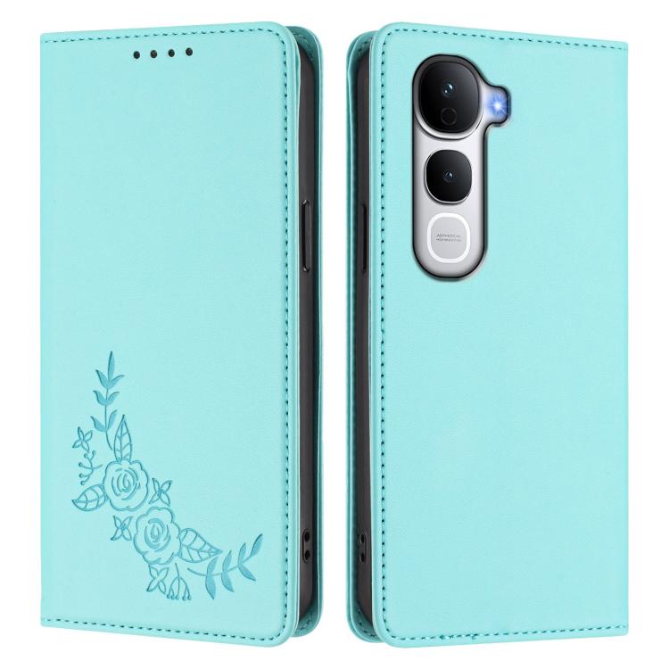 For vivo Y400 Pro 5G Peony Embossed Magnetic RFID Vegan Leather Phone Case