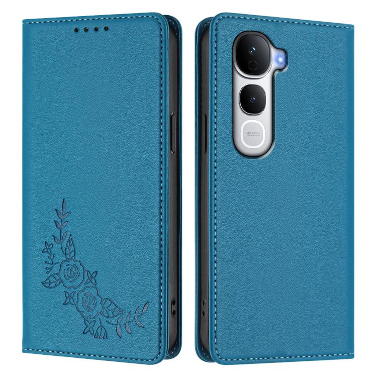 For vivo Y400 Pro 5G Peony Embossed Magnetic RFID Vegan Leather Phone Case
