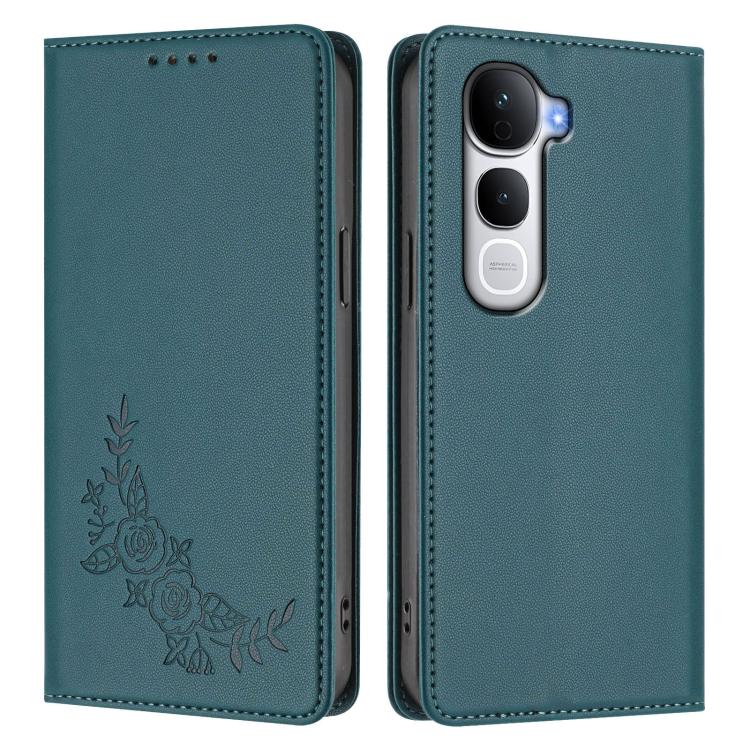 For vivo Y400 Pro 5G Peony Embossed Magnetic RFID Vegan Leather Phone Case