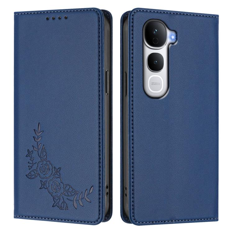 For vivo Y400 Pro 5G Peony Embossed Magnetic RFID Vegan Leather Phone Case
