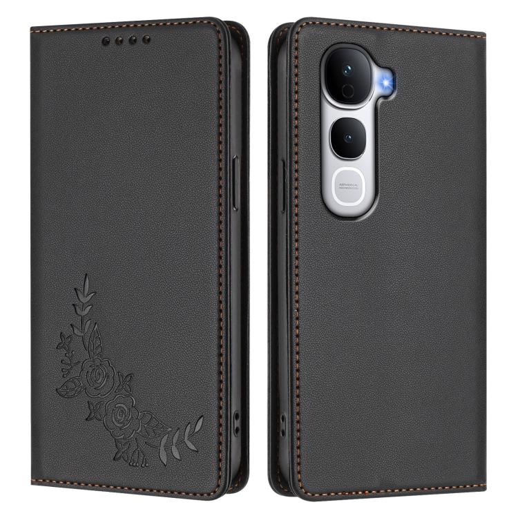 For vivo Y400 Pro 5G Peony Embossed Magnetic RFID Vegan Leather Phone Case