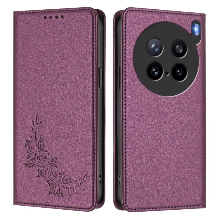 For vivo X200s 5G Peony Embossed Magnetic RFID Vegan Leather Phone Case
