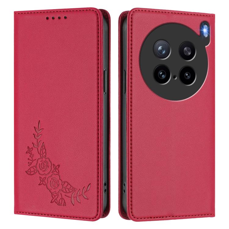 For vivo X200s 5G Peony Embossed Magnetic RFID Vegan Leather Phone Case