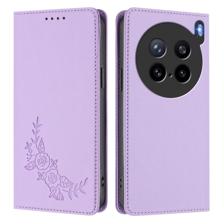 For vivo X200s 5G Peony Embossed Magnetic RFID Vegan Leather Phone Case