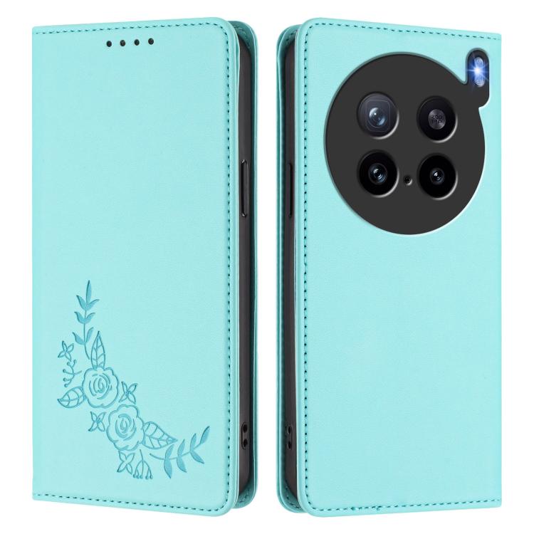 For vivo X200s 5G Peony Embossed Magnetic RFID Vegan Leather Phone Case