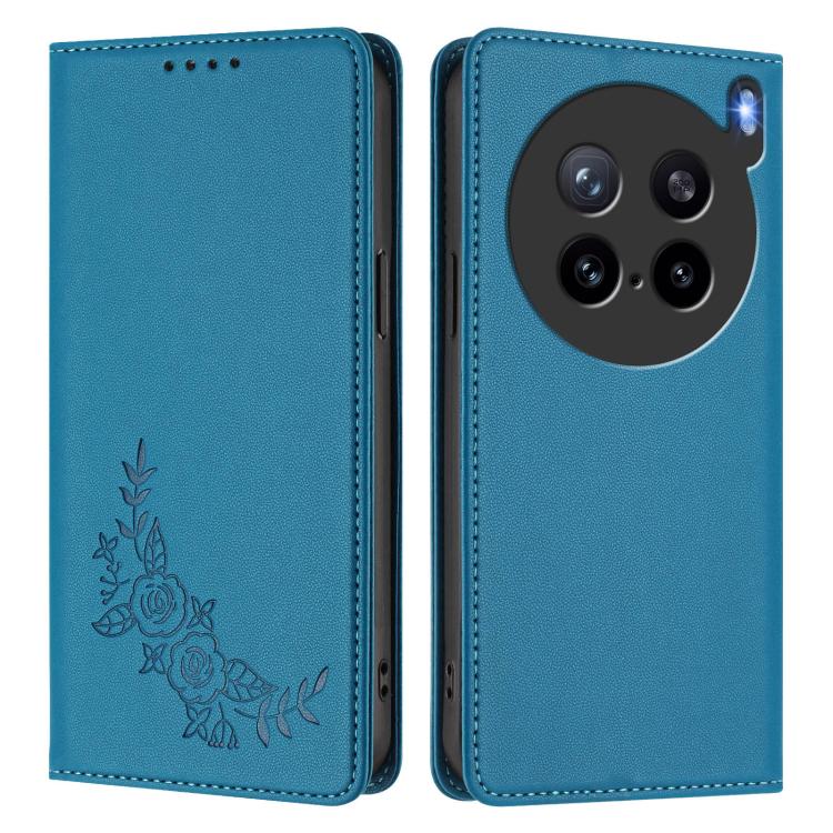 For vivo X200s 5G Peony Embossed Magnetic RFID Vegan Leather Phone Case