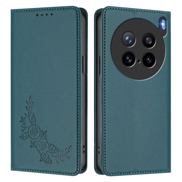For vivo X200s 5G Peony Embossed Magnetic RFID Vegan Leather Phone Case