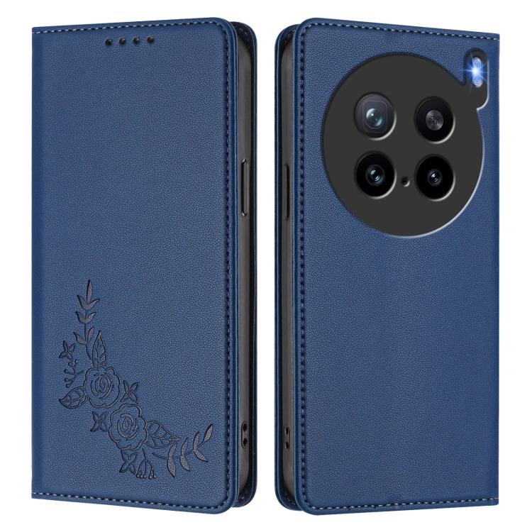 For vivo X200s 5G Peony Embossed Magnetic RFID Vegan Leather Phone Case
