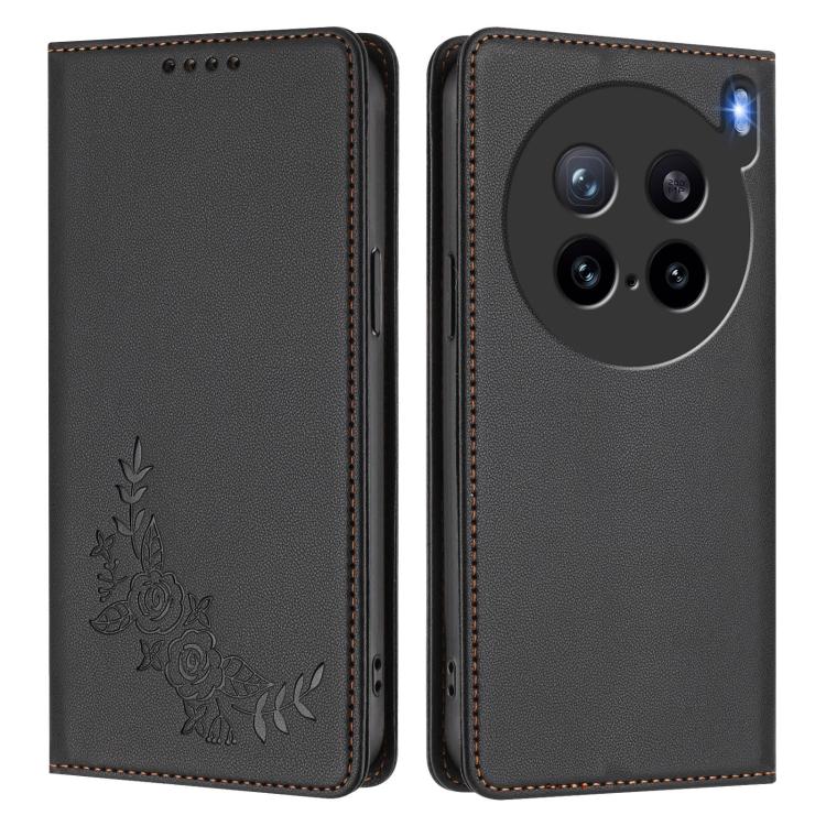 For vivo X200s 5G Peony Embossed Magnetic RFID Vegan Leather Phone Case