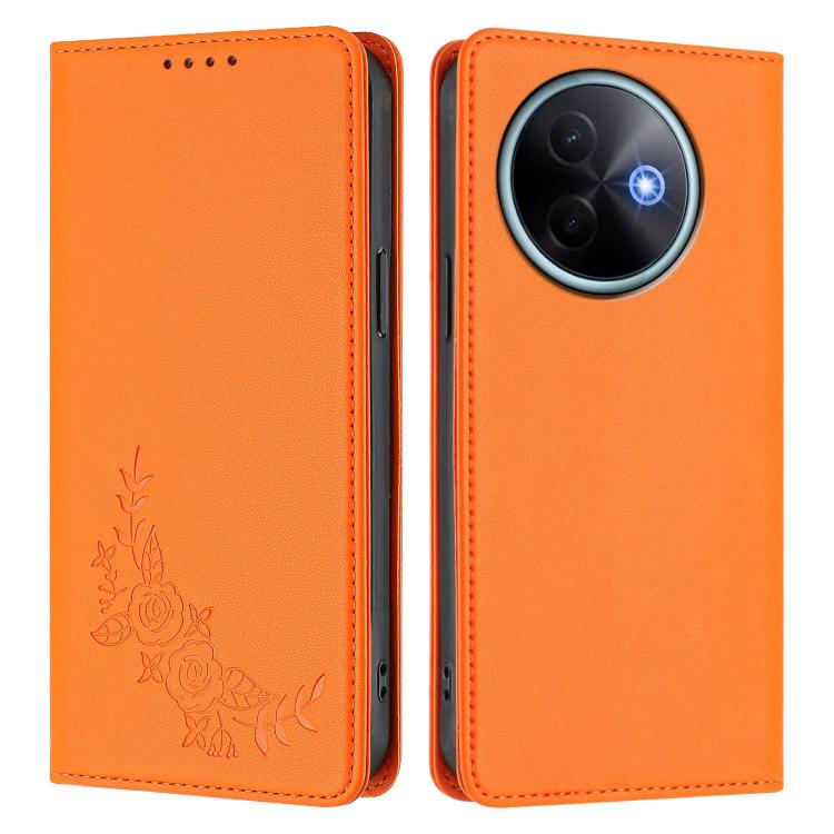 For vivo Y39 5G Global Peony Embossed Magnetic RFID Vegan Leather Phone Case
