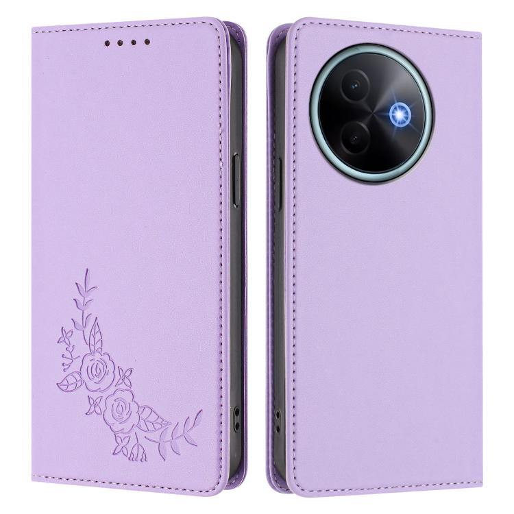 For vivo Y39 5G Global Peony Embossed Magnetic RFID Vegan Leather Phone Case