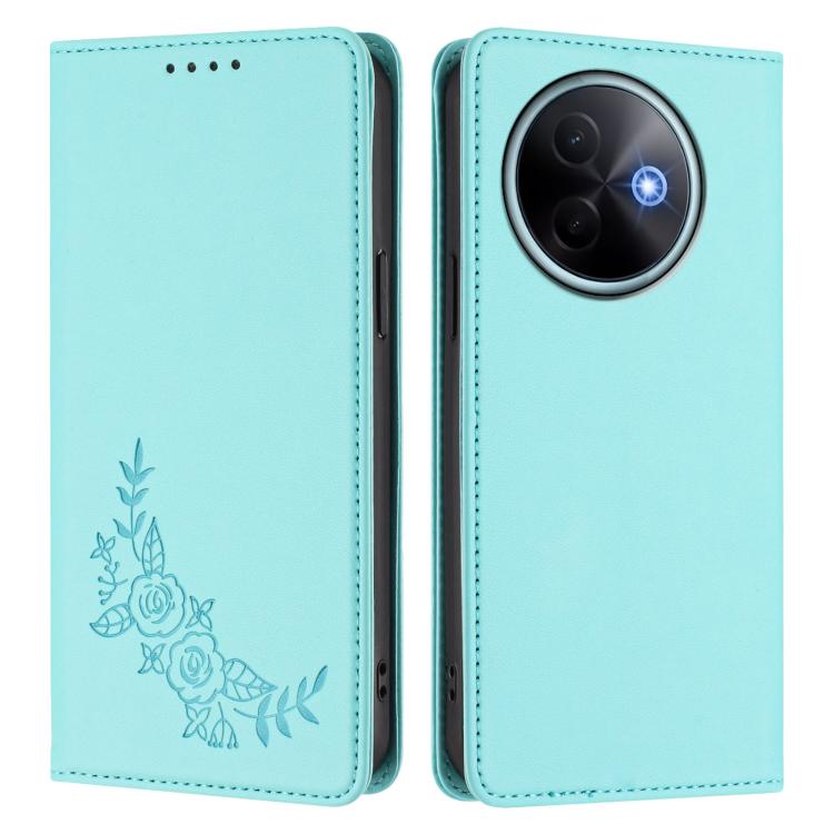 For vivo Y39 5G Global Peony Embossed Magnetic RFID Vegan Leather Phone Case