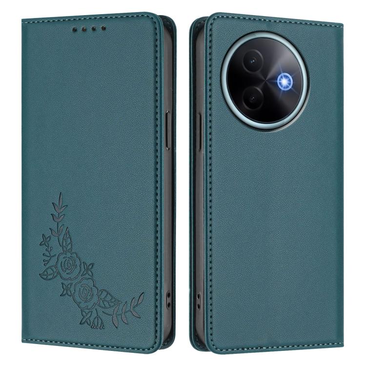 For vivo Y39 5G Global Peony Embossed Magnetic RFID Vegan Leather Phone Case