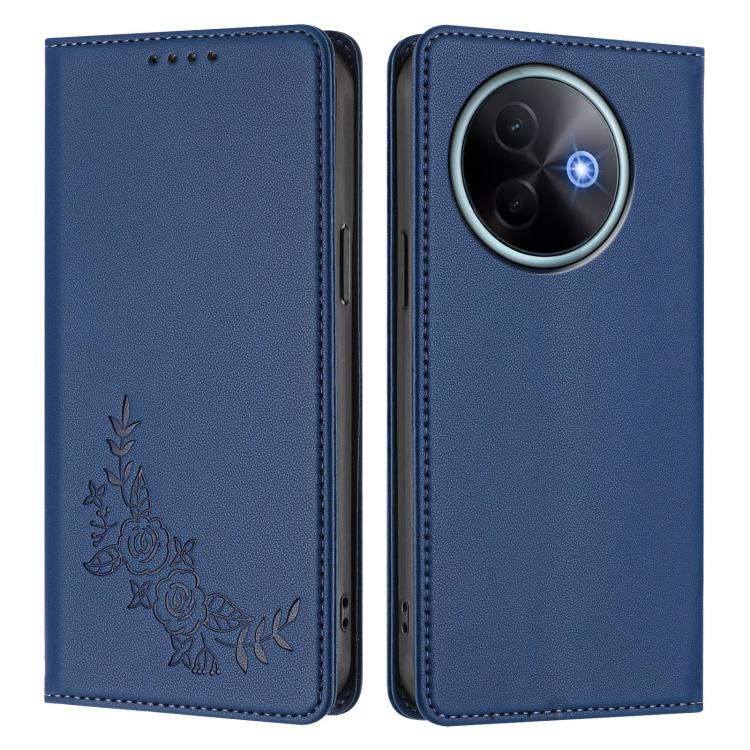 For vivo Y39 5G Global Peony Embossed Magnetic RFID Vegan Leather Phone Case