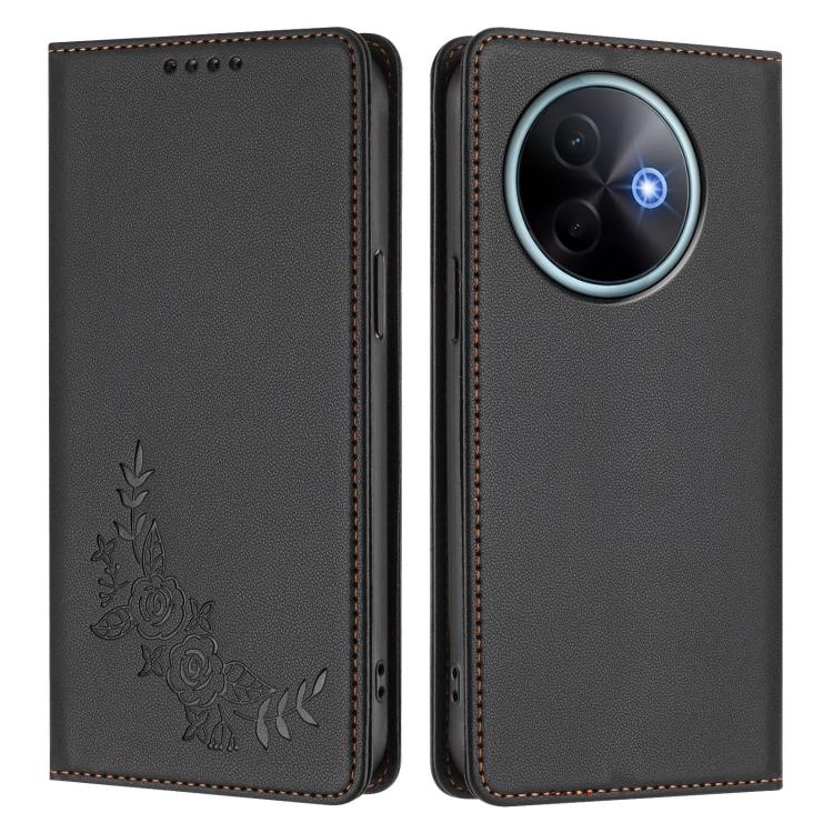For vivo Y39 5G Global Peony Embossed Magnetic RFID Vegan Leather Phone Case
