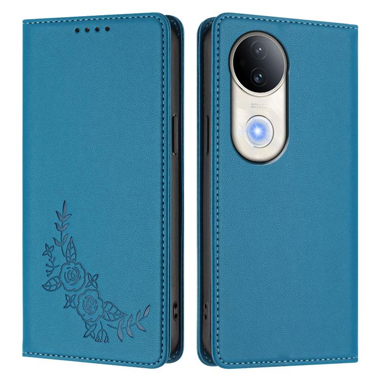For vivo S20 5G Peony Embossed Magnetic RFID Vegan Leather Phone Case