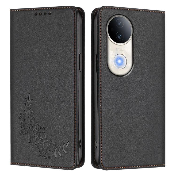 For vivo S20 5G Peony Embossed Magnetic RFID Vegan Leather Phone Case