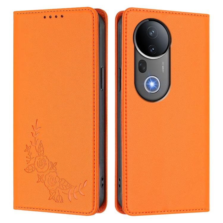 For vivo S20 Pro 5G Peony Embossed Magnetic RFID Vegan Leather Phone Case
