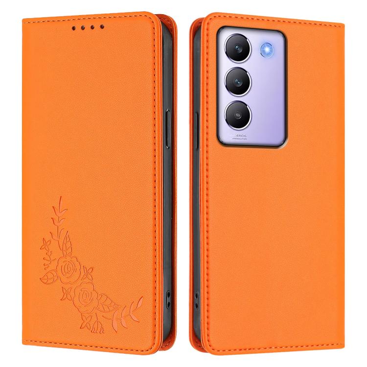 For vivo Y100 5G IDN / T3 5G IDN Peony Embossed Magnetic RFID Vegan Leather Phone Case